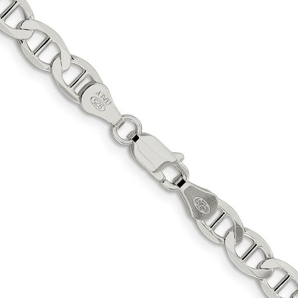 Kazi Luxury Sterling Silver 5.7mm Flat Anchor Chain